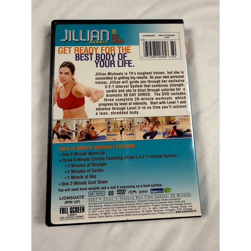 30 Day Shred (DVD, 2007) Jillian Michaels 3 Workouts 20 Pounds In 30 Days - Picture 5 of 6